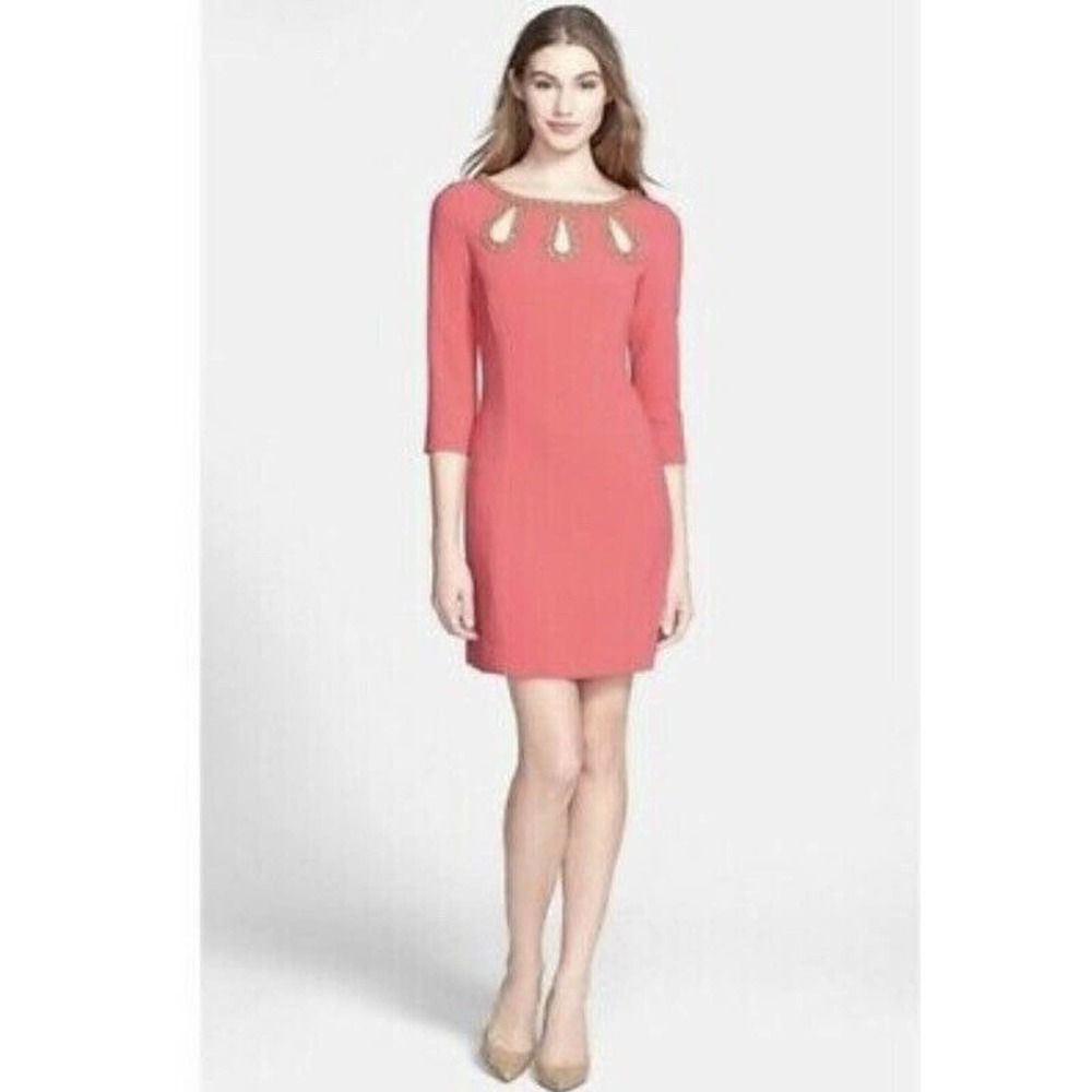 ❌SOLD❌ Lilly Pulitzer Brontë Pink Watermelon Shift Gold Embellished Dress S - Picture 5 of 12